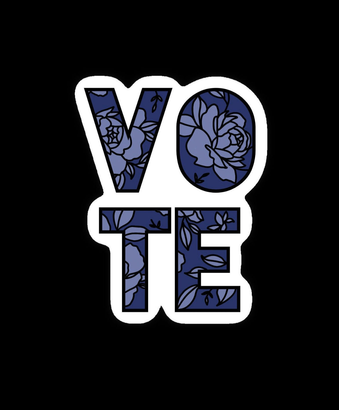 Vote Blue Floral Vinyl Sticker