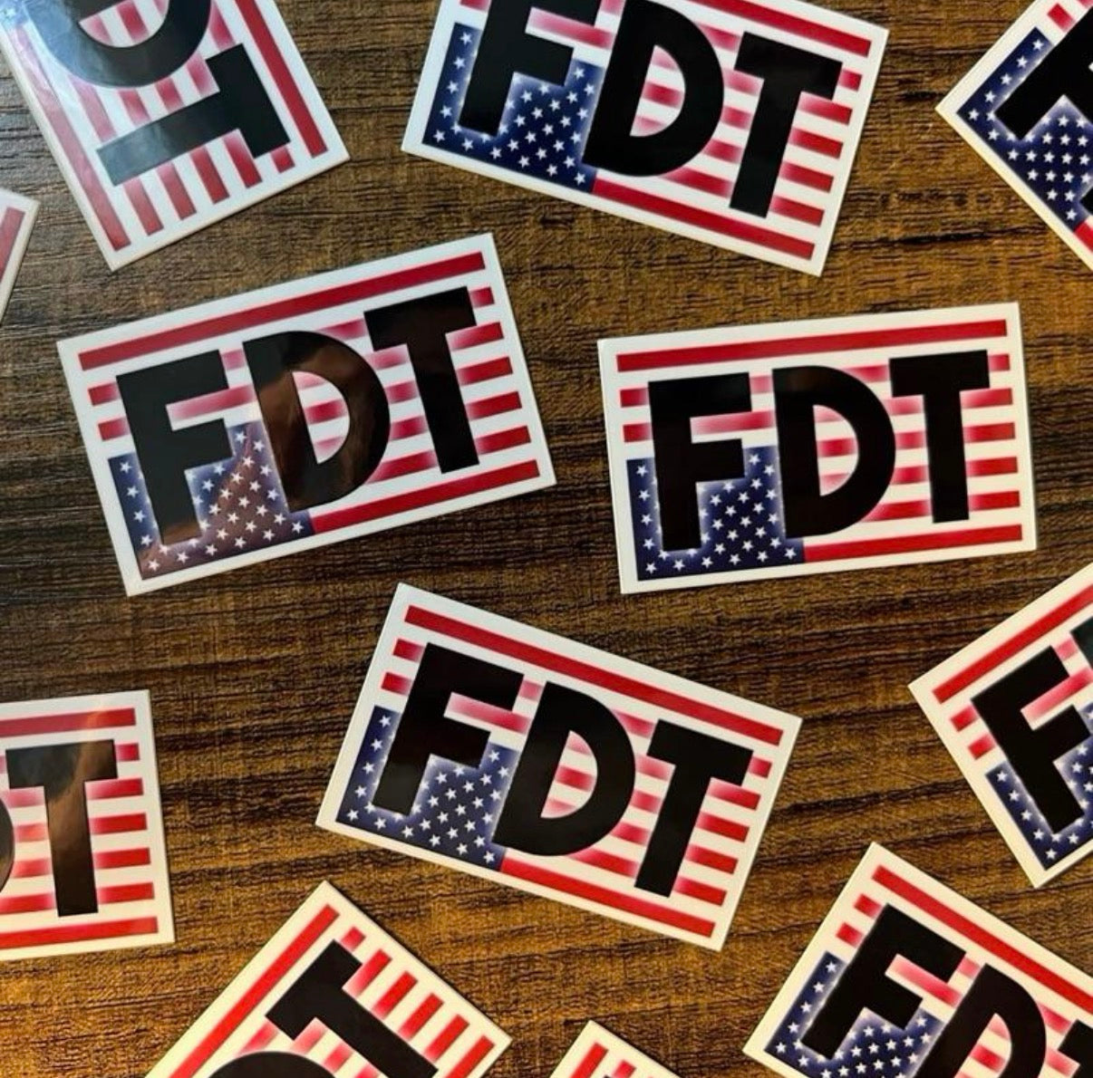 MINI 2 Inch FDT Upside Down American Flag Bumper Sticker