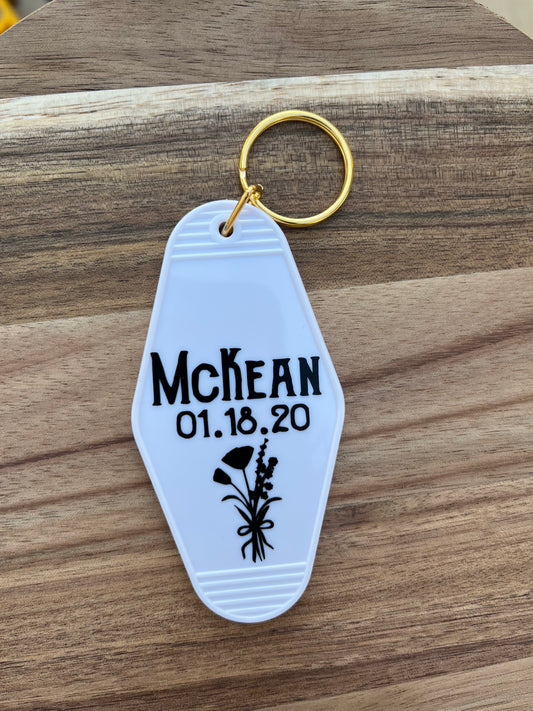 Custom Wedding Anniversary Motel Keychain