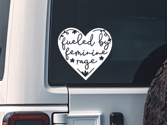Fueled By Feminine Rage - Womens Rights - Vote - Floral - Vinyl - Decal - Car Decal - Water Bottle Decal