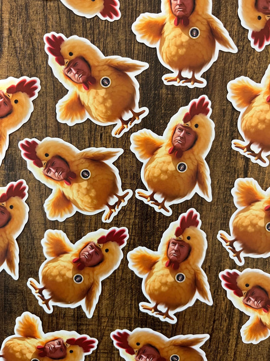 Chicken Trump - Trump Always Chickens Out - Taco - Sticker for Journal, Water Bottle, Phone, Laptop